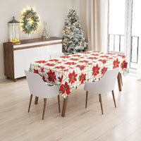 Tovaglia Natalizia Copritavolo Antimacchia Plastificata Retro Felpato Stella Di Natale - 140x140 cm