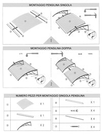 Pensilina Tettoia Modulare 100x80 Cm Tetto Esterno Alveolare Policarbonato Resistente Trasparente