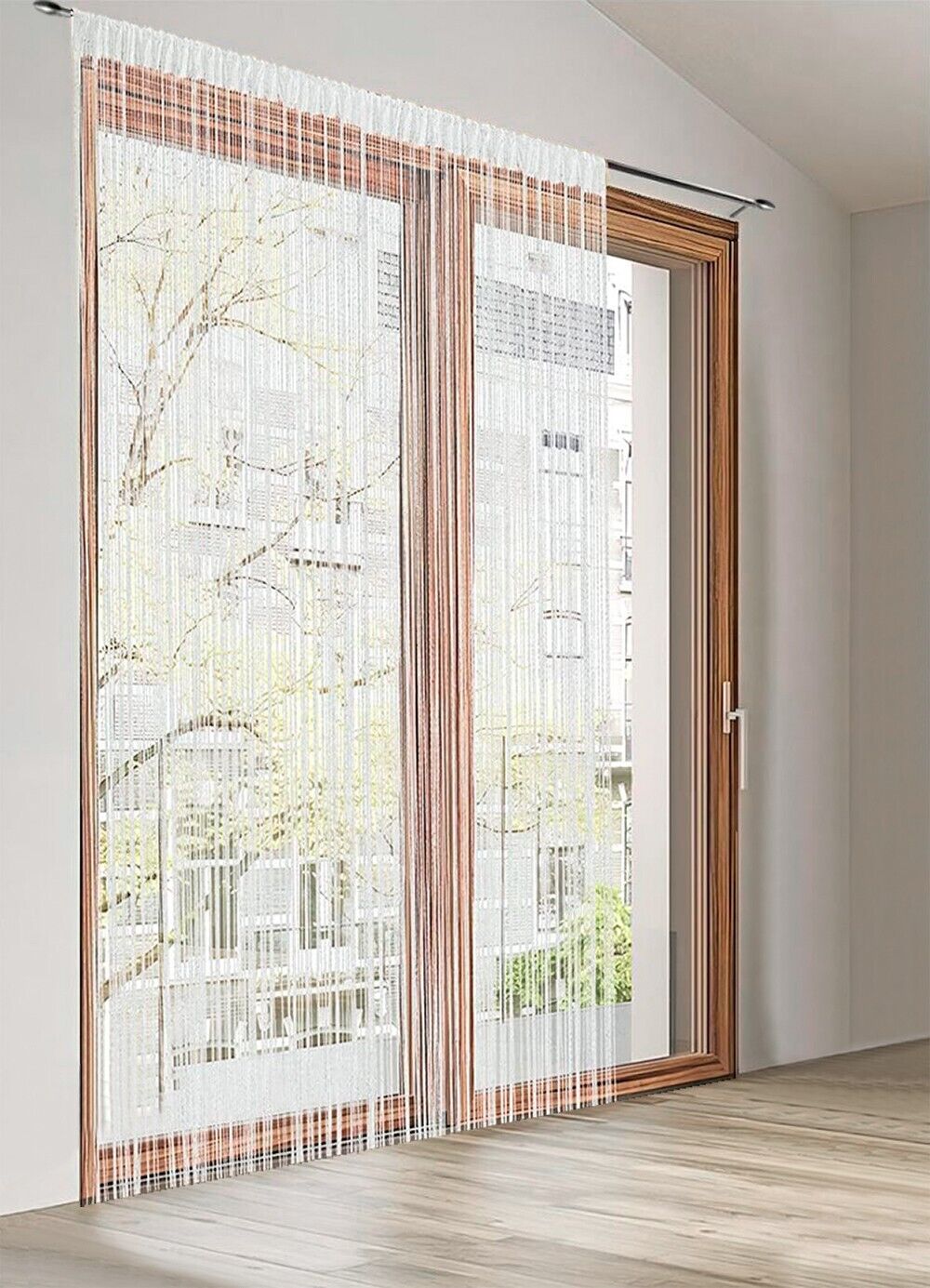 Tenda a Fili Elegante Per Porte Finestre Pannello 140x290 Cm Divisorio Camere Stanze Ambienti Bianco