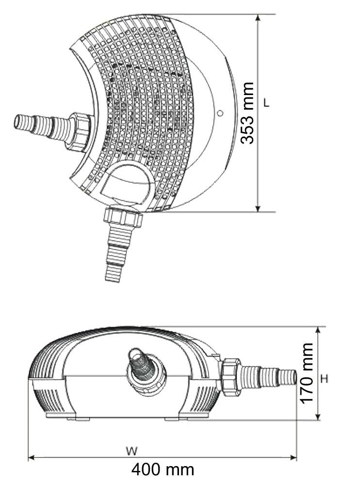 Pompa dell'acqua per laghetto filtrazione filtro koi corso d'acqua eco 16000 litri all'ora 140 watt 16_0002023