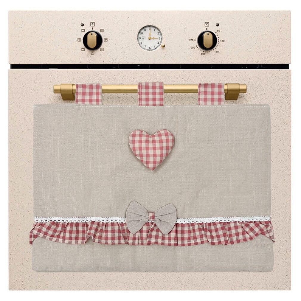 Copriforno Cucina Universale Morbido Cuore Rosso Ricamato Proteggi Forno