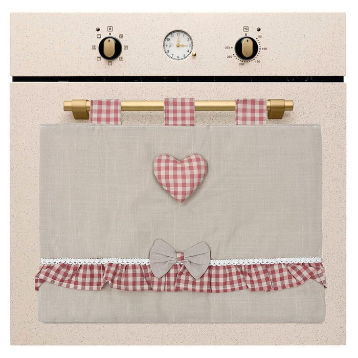 Copriforno Cucina Universale Morbido Cuore Rosso Ricamato Proteggi Forno