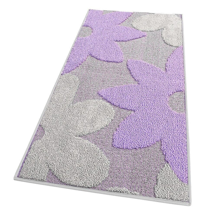 Tappeto Cucina 3D Fiore 50x135 cm Tridimensionale Morbido Moderno Passatoia Antiscivolo Viola