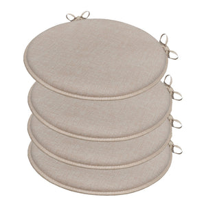 Set 4 Cuscini Sedia Marrone Rotondi Cotone Lavabili Morbidi Coprisedia Tondo Tinta Unita Pastello