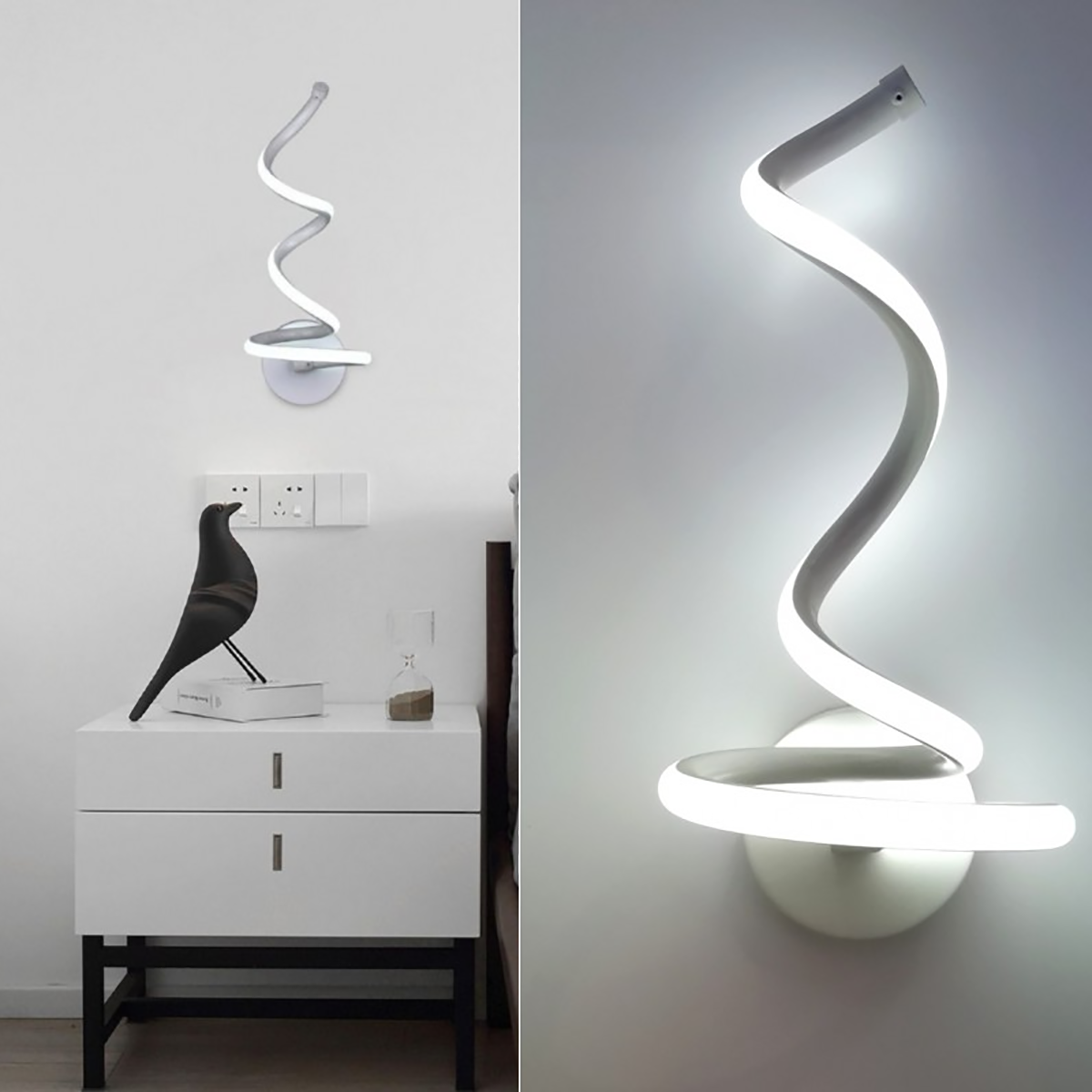 APPLIQUE LAMPADA INTERNO MODERNA PARETE MURO SPIRALE 13W LUCE FREDDA ST-002