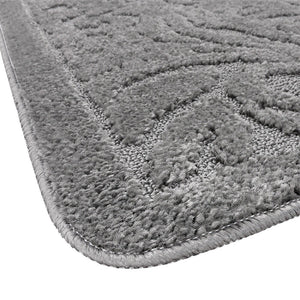Tappeto Bagno Damascato Parure Grigio Morbido Soffice Assorbente Antiscivolo Lavabile