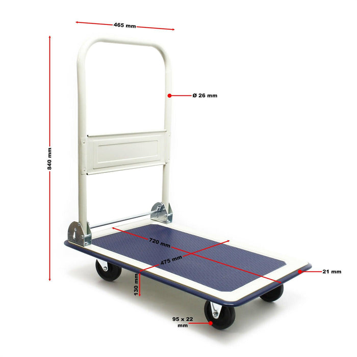 Carrello con pianale pieghevole fino a 150 kg trasporto attrezzature da magazzino 16_0002574
