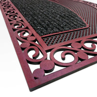 Zerbino Ingresso Semiluna Elegante Welcome Antiscivolo Gomma Robusta Tappeto Assorbente Bordeaux