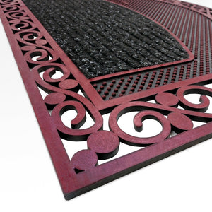 Zerbino Ingresso Semiluna Elegante Welcome Antiscivolo Gomma Robusta Tappeto Assorbente Bordeaux