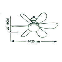 LAMPADA VENTILATORE PLAFONIERA LED SOFFITTO E27 DIMMERABILE 6 PALE TELECOMANDO