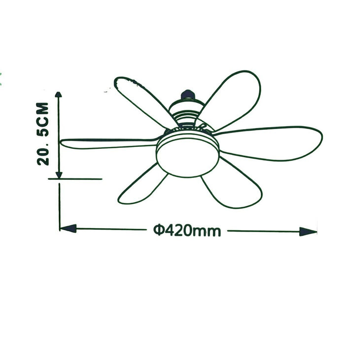 LAMPADA VENTILATORE PLAFONIERA LED SOFFITTO E27 DIMMERABILE 6 PALE TELECOMANDO