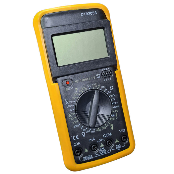 MULTIMETRO DIGITALE TESTER VOLT AMPERE CON CAVI PUNTALI GUSCIO DISPLAY DT 9205A