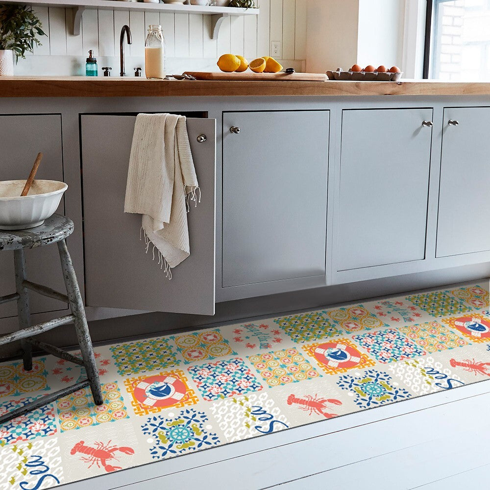 Tappeto Cucina 46x450 Cm Antimacchia Antiscivolo Passatoia Gomma Pvc Flessibile Stampa Digitale Dis B