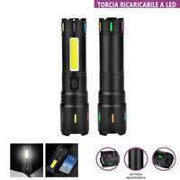 TORCIA RICARICABILE LED LATERALE COB USB POTENTE BATTERIA PORTATILE TE-B0624