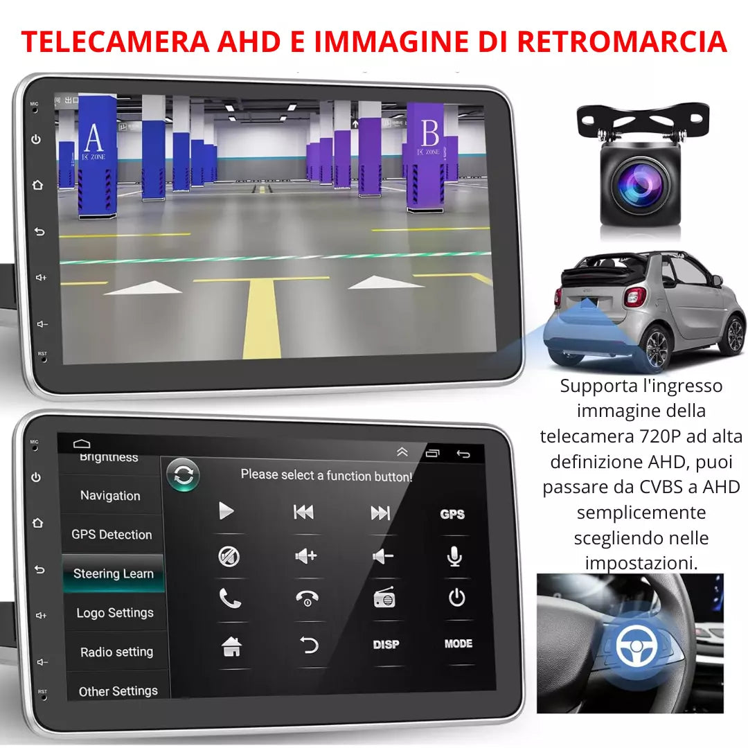 Autoradio Android 1 Din, Radio Carplay Wireless con schermo touch da 10,1 Pollici