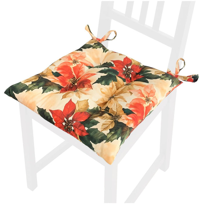 Set 4 Cuscini Sedia Natalizi Cotone Morbidi Universali Coprisedia Natale Imbottitura Ovatta Dis C