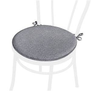 Set 4 Cuscini Sedia Maculati Rotondi Cotone Con Lacci Lavabili Morbidi Coprisedia Tondo Grigio