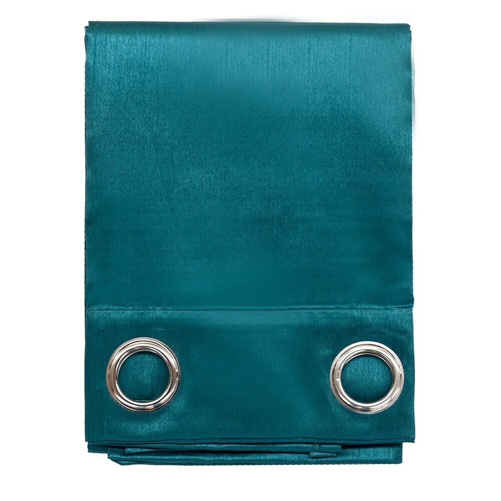 Tenda Porta Finestra 140x280 Cm Raso Sintetico 1 Pannello Coprente Occhielli Acciaio Petrolio