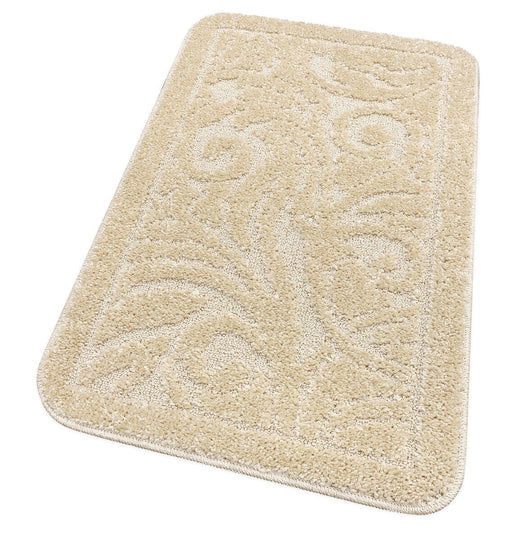 Tappeto Bagno Damascato Scendiletto Camera 50x80 Cm Morbido Assorbente Antiscivolo Panna