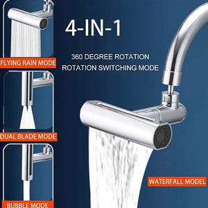 PROLUNGA PER RUBINETTO DA CUCINA LAVANDINO BAGNO CASCATA 4 IN 1 GIREVOLE 360°