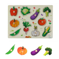 PUZZLE LEGNO INCASTRO EDUCATIVO VERDURE PEPERONI ZUCCA SENSORIALE BAMBINI 07534