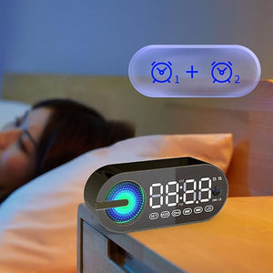 SPEAKER WIRELESS BLUETOOTH CON SVEGLIA PORTATILE AUDIO CASSA SUBWOOFER RADIO FM