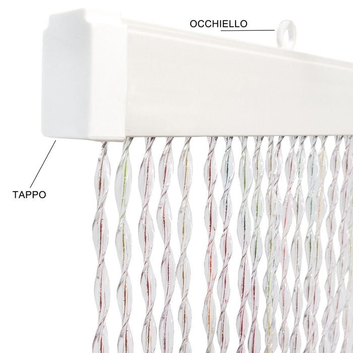 Tenda Antimosche Filo Intrecciato Gomma PVC Moschiera Finestra Porta Ingresso Multicolore - 120x230 Cm