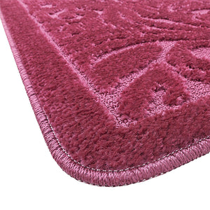 Tappeto Bagno Damascato Parure Porpora Morbido Soffice Assorbente Antiscivolo Lavabile
