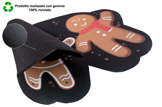 Zerbino Natalizio Moderno Sagomato Gomma Sostenibile 40x70 Cm Natale Ingresso Antiscivolo Dis.E