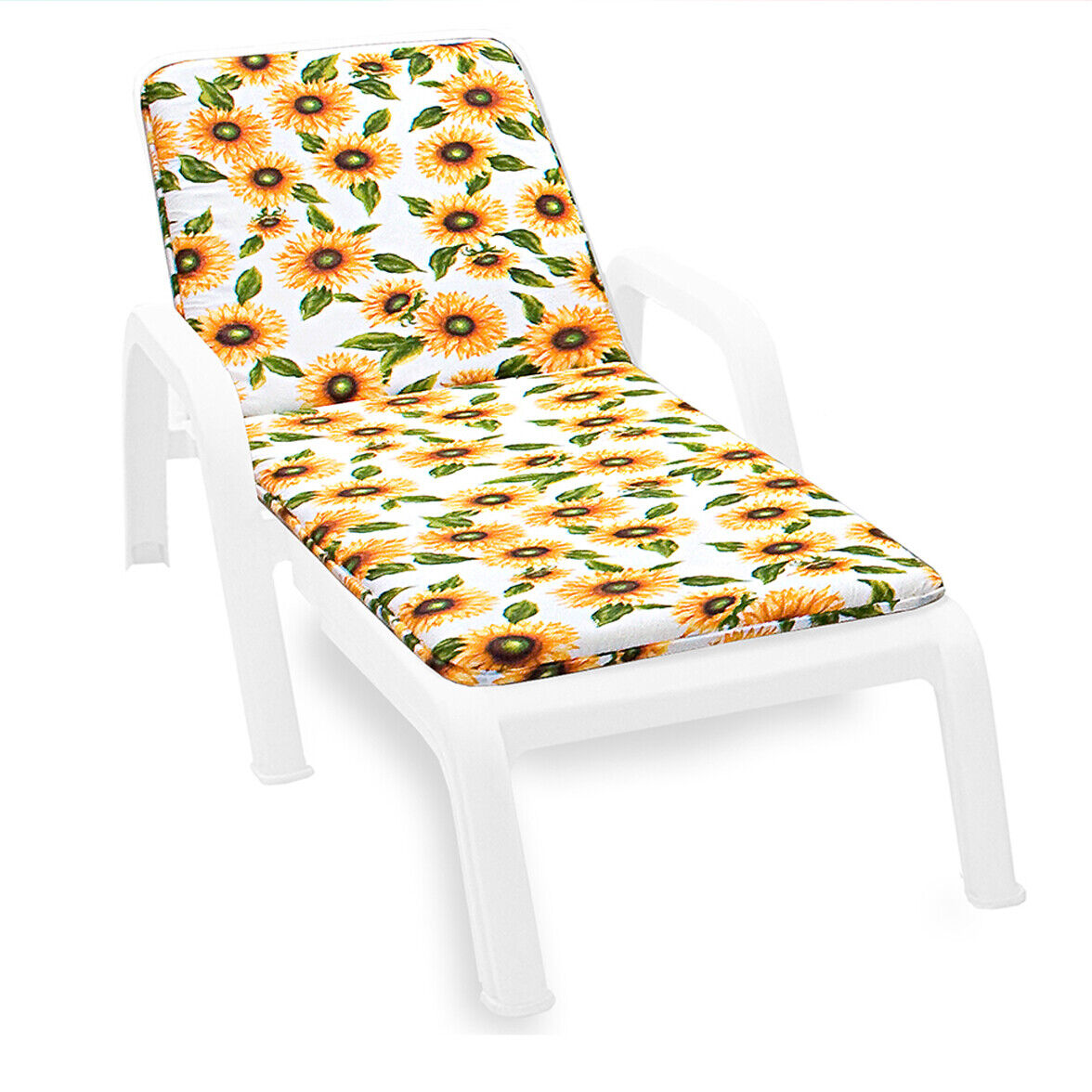 Cuscino Sdraio Morbido Girasoli Copri Seduta Lettino Prendisole Pieghevole Made In Italy Bianco