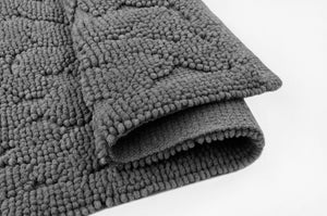 Tappeto Morbido Cotone 63x140 cm Scendiletto Bagno Camera Assorbente Antiscivolo Grigio Scuro