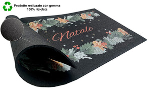 Zerbino Natalizio Gomma Sostenibile 40x70 Cm Asciugapassi Natale Ingresso Antiscivolo Dis.H