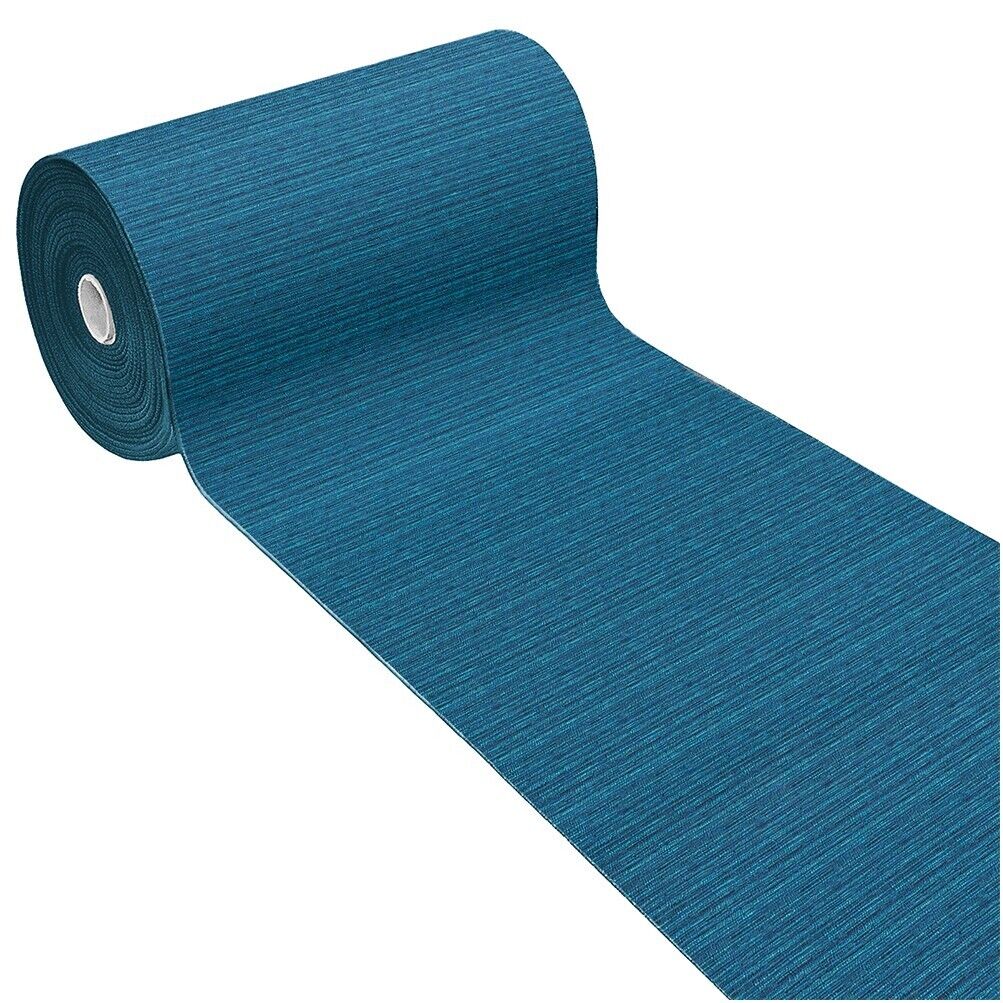 Tappeto Cucina Tinta Unita Striato 54x240 Cm Bordato Assorbente Passatoia Casa Antiscivolo Blu