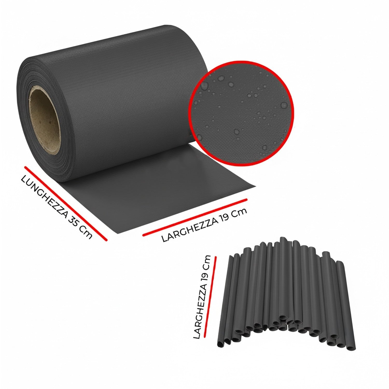 Striscia Banda Frangivista Fasce PVC Rotolo Schermo Privacy Recinzione Balcone Cancello - Antracite