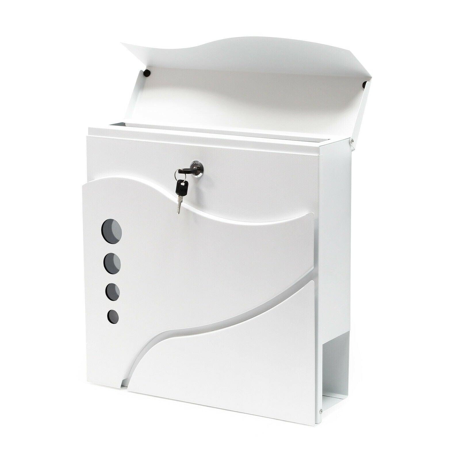 Cassetta postale da parete di design con scomparto per giornali in acciaio zincato 37 x 37 x 10,5 cm bianco 16_0000084