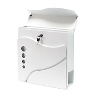 Cassetta postale da parete di design con scomparto per giornali in acciaio zincato 37 x 37 x 10,5 cm bianco 16_0000084