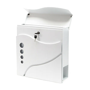 Cassetta postale da parete di design con scomparto per giornali in acciaio zincato 37 x 37 x 10,5 cm bianco 16_0000084