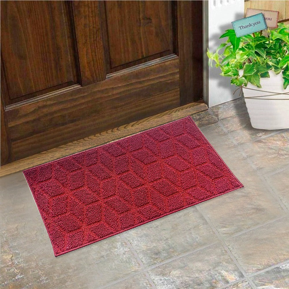 Zerbino Ingresso Interno Esterno Tessuto 3D Antiscivolo Tappeto Casa Assorbente Moderno Bordeaux