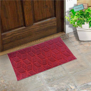 Zerbino Ingresso Interno Esterno Tessuto 3D Antiscivolo Tappeto Casa Assorbente Moderno Bordeaux