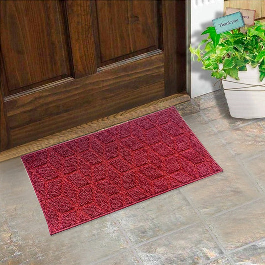 Zerbino Ingresso Interno Esterno Tessuto 3D Antiscivolo Tappeto Casa Assorbente Moderno Bordeaux