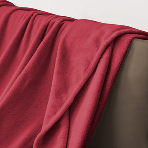 Coperta Plaid 200x220 cm Morbida Vellutata Pile Caldo Soffice Avvolgente Divano Letto Poltrona Bordeaux