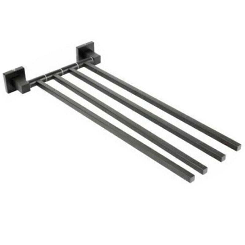 PORTA ASCIUGAMANI 4 ASTE SUPPORTO PER BAGNO DA MURO ASTA CASA NERO 02123