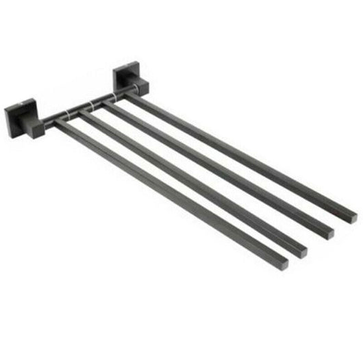 PORTA ASCIUGAMANI 4 ASTE SUPPORTO PER BAGNO DA MURO ASTA CASA NERO 02123