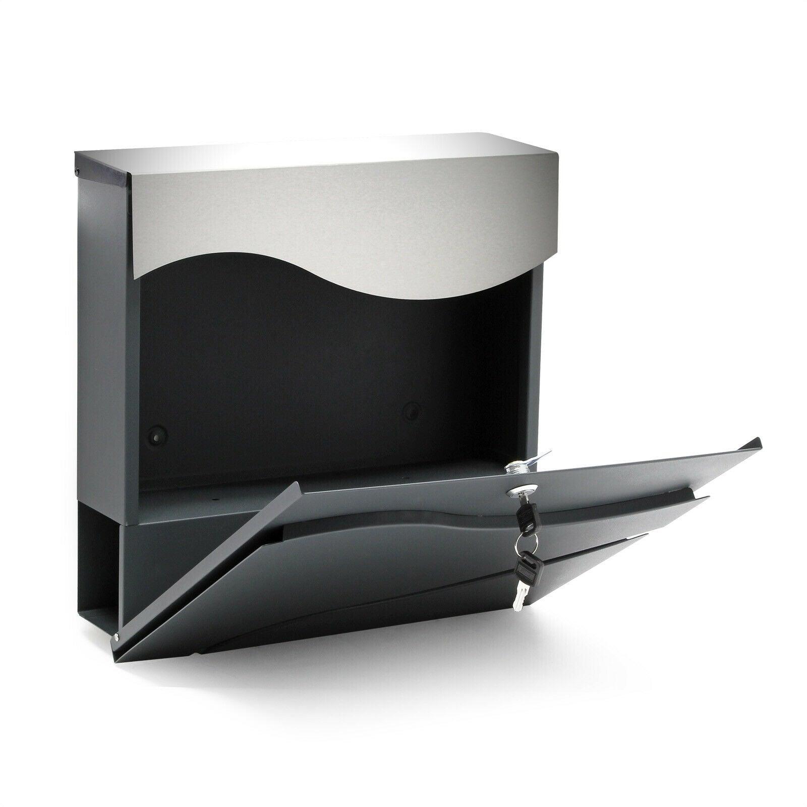 Cassetta postale di design con porta giornali, acciaio inox antracite 16_0000097