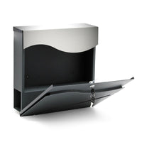 Cassetta postale di design con porta giornali, acciaio inox antracite 16_0000097