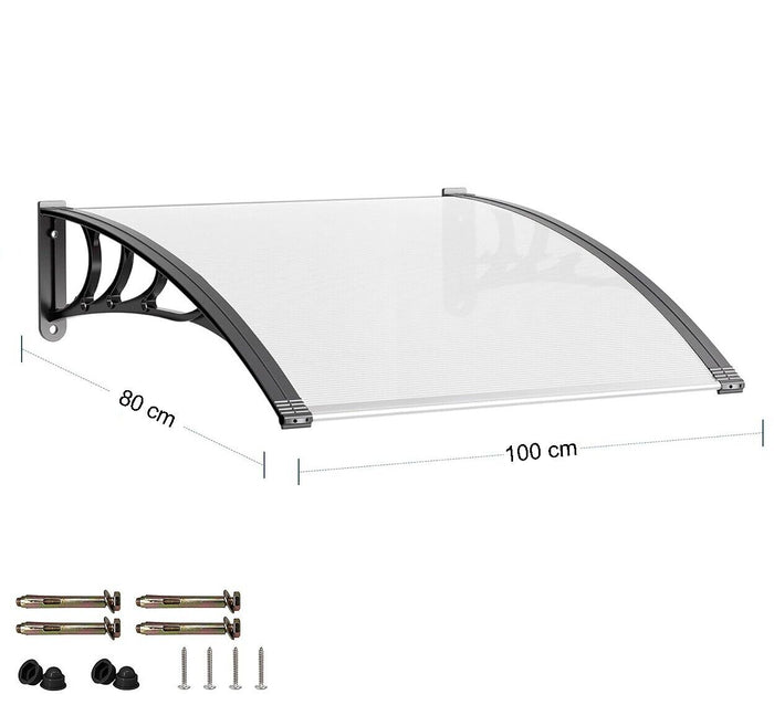 Pensilina Tettoia Modulare 120x80 Cm Tetto Esterno Alveolare Policarbonato Resistente Trasparente