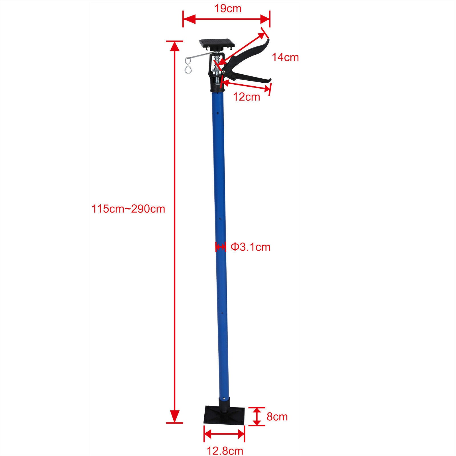 Supporto puntello supporto soffitto asta telescopica barra acciaio 115-290cm 30 kg blu 16_0000509