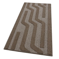 Tappeto Cucina A Righe 57x115 Cm 3D Morbido Bordato Passatoia Ingresso Assorbente Antiscivolo Marrone