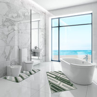 Tappeto Bagno 50x110 Cm Moderno Morbido Soffice Assorbente Asciugapassi Antiscivolo Lavabile Verde