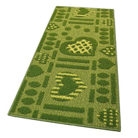 Tappeto Cucina Antiscivolo Cuori 3D Lavabile Moderno Assorbente Verde 57x230 cm